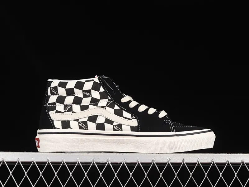 All categories Vans Vans series Vans Mid Vans China Vans Sk8-Mid Vans official black and white checkerboard Chinese casual sneakers VN0A391FJB2